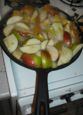 Apples softening in a pan...mmmm...