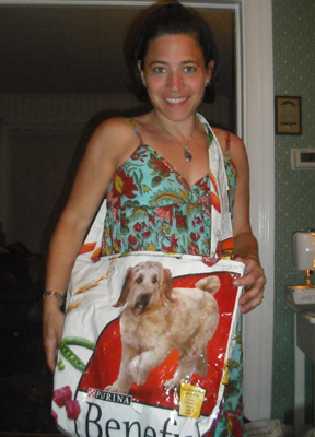 The results of the pet food bags came out better than Nicole expected. Look at that proud crafter!